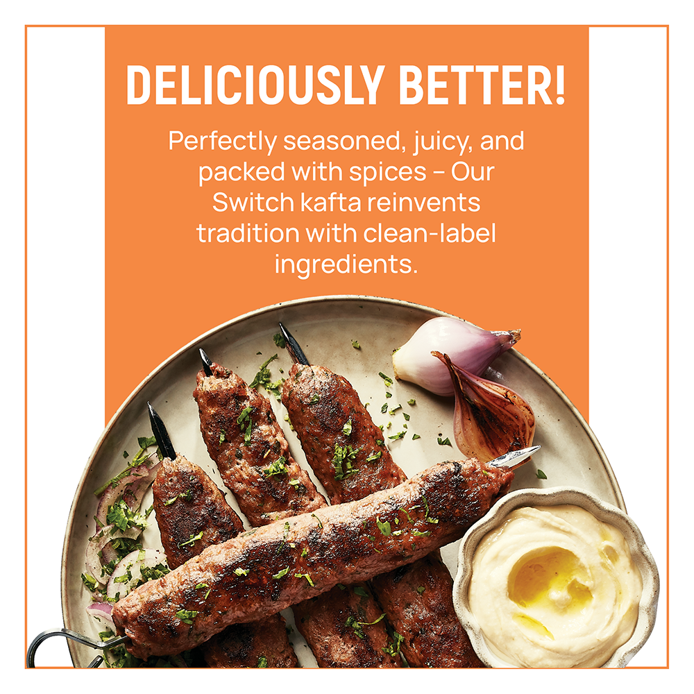 Switch Vegan Kafta 720g, 100% Plant-Based, GMO-Free, Cholesterol-Free, Soy-Free, Gluten-Free Halal (12 Skewers) (Frozen)