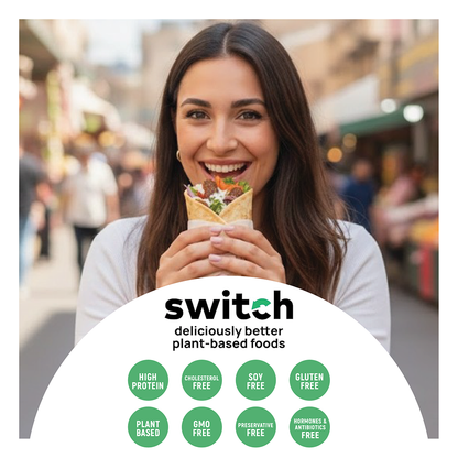 Switch Vegan Kafta 720g, 100% Plant-Based, GMO-Free, Cholesterol-Free, Soy-Free, Gluten-Free Halal (12 Skewers) (Frozen)