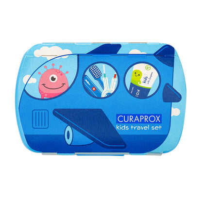 Curaprox Travel Set Kids blue, travel toothbrush, interdental brush, toothpaste 10ml, travel box