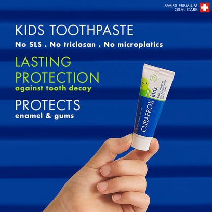 Curaprox Travel Set Kids green, travel toothbrush, interdental brush, toothpaste 10ml, travel box
