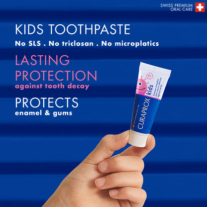 Curaprox Travel Set Kids red, travel toothbrush, interdental brush, toothpaste 10ml, travel box