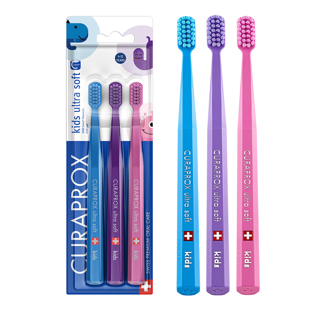 Curaprox Kids Toothbrush, Blister 3 Pieces Assorted Colors.