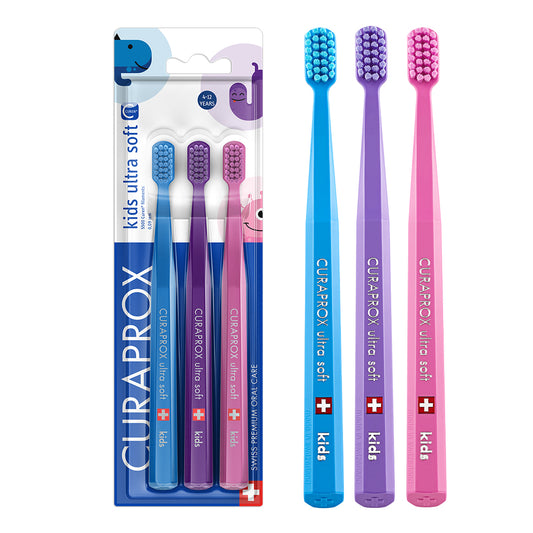 Curaprox Kids Toothbrush, Blister 3 Pieces Assorted Colors.