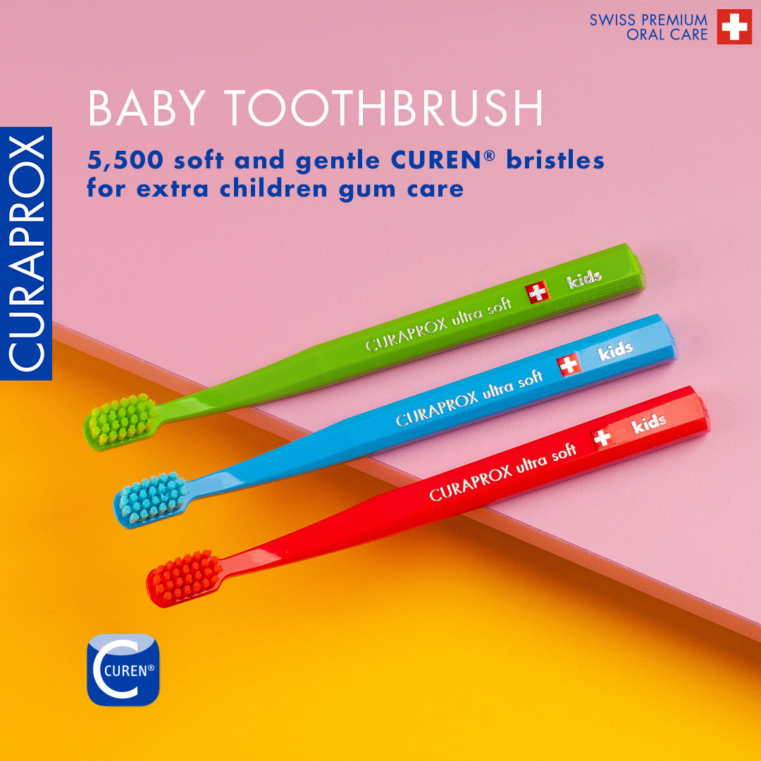 Curaprox Kids Toothbrush, Blister 3 Pieces Assorted Colors.