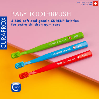 Curaprox Kids Toothbrush, Blister 3 Pieces Assorted Colors.