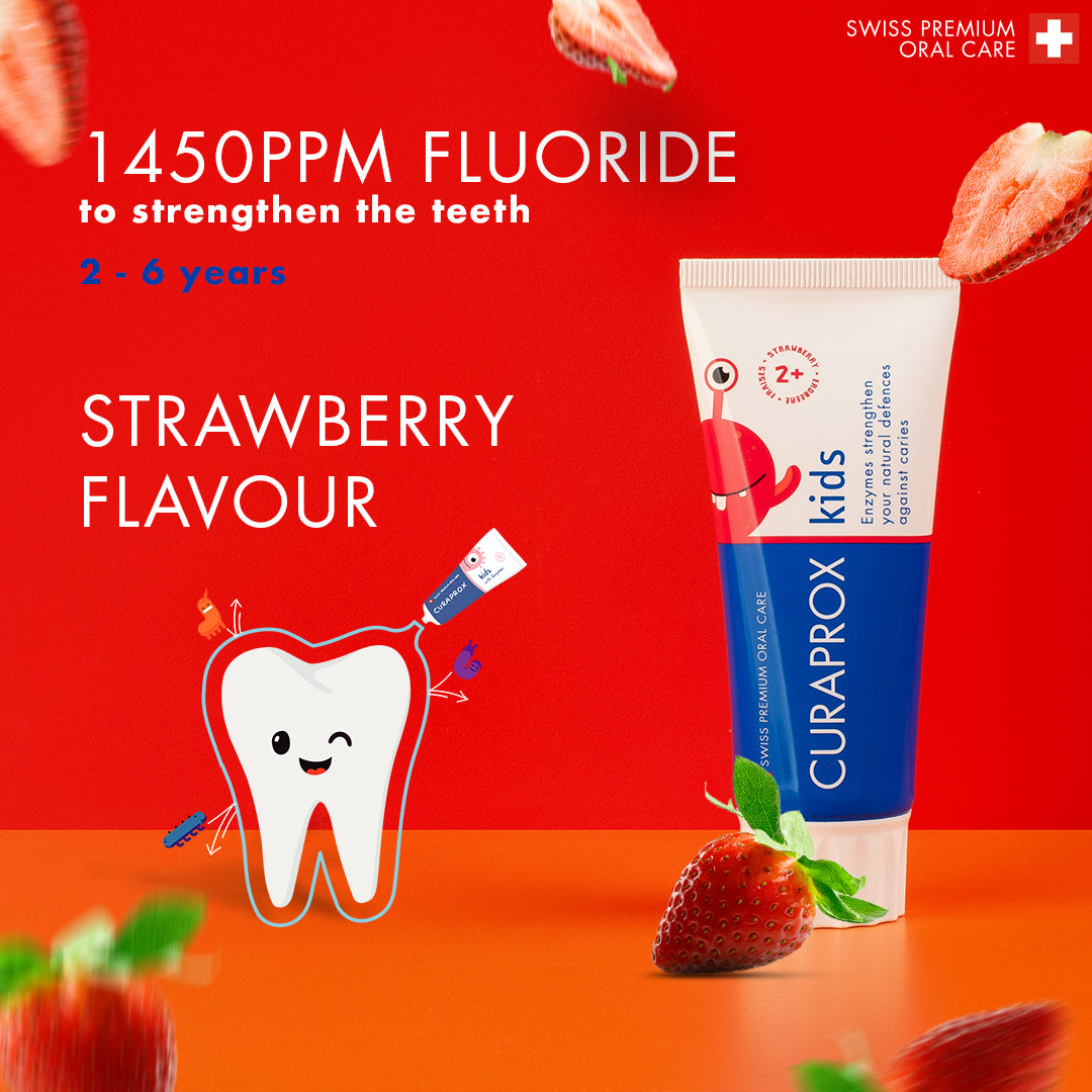 Curaprox Kids Toothpaste, Strawberry Flavor, 950 ppm, 60ml