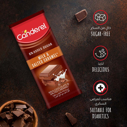Canderel Milk Chocolate & Salted Caramel, No Added Sugar -100g
