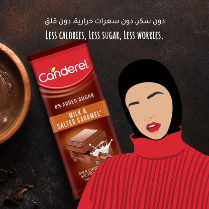 Canderel Milk Chocolate & Salted Caramel, No Added Sugar -100g