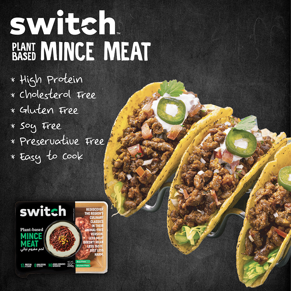 Switch Vegan Mince Meat 250g, 100% Plant-Based, GMO-Free, Cholesterol-Free, Soy-Free, Gluten-Free Halal (Frozen)