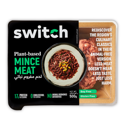 Switch Vegan Mince Meat 500g, 100% Plant-Based, GMO-Free, Cholesterol-Free, Soy-Free, Gluten-Free Halal (Frozen)