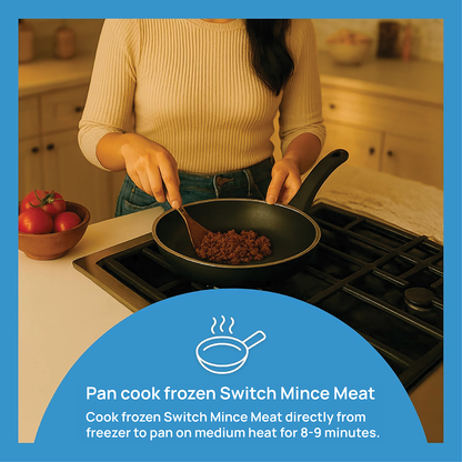 Switch Vegan Mince Meat 500g, 100% Plant-Based, GMO-Free, Cholesterol-Free, Soy-Free, Gluten-Free Halal (Frozen)
