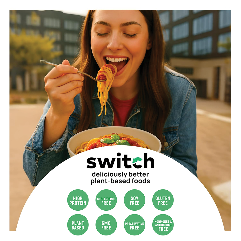 Switch Vegan Mince Meat 500g, 100% Plant-Based, GMO-Free, Cholesterol-Free, Soy-Free, Gluten-Free Halal (Frozen)