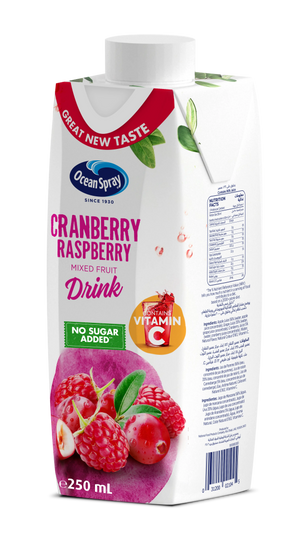 Ocean Spray Cranberry Raspberry Mixed Fruit Drink No Sugar Added, 250ml, Contains Vitamin C Ocean Spray
