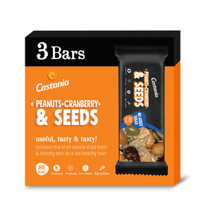 Castania Peanuts, Cranberry & Seeds, No Sugar Added Healthy Bar 38G(3 Bars) (Tripack)