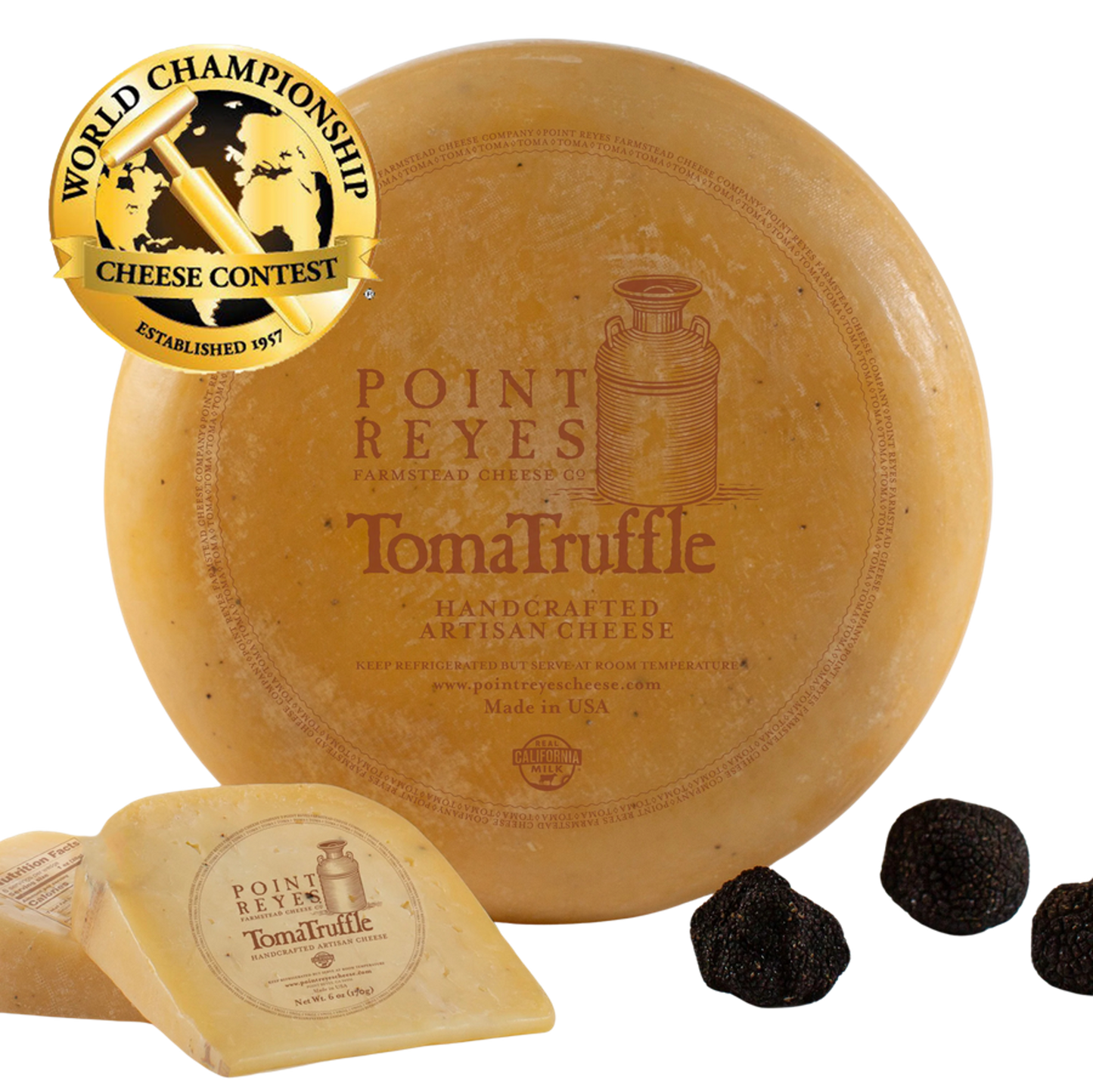 Point Reyes TomaTruffle Artisan Cheese Italian Black Truffles 6oz (170gm) - Chilled