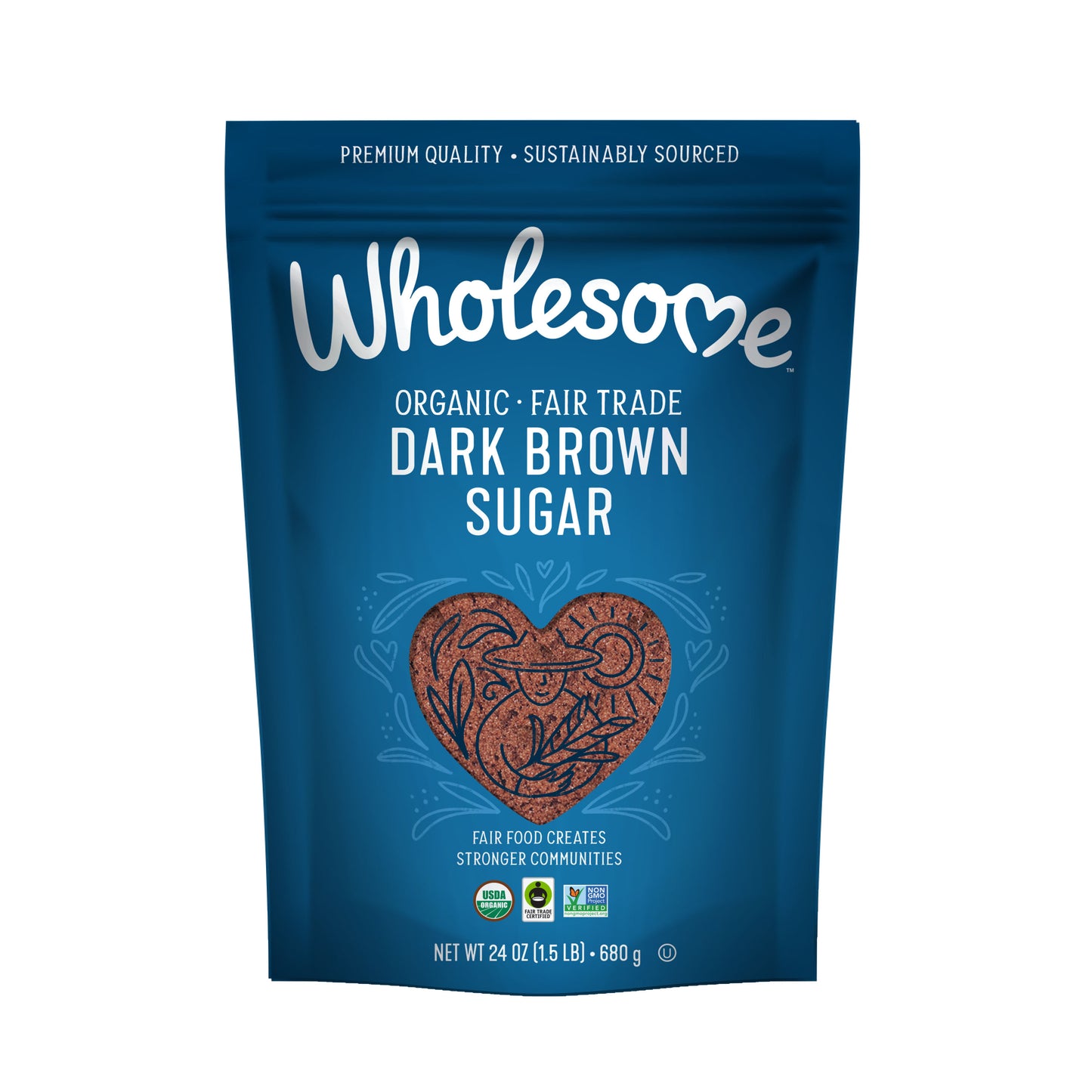 Wholesome Organic Fair Trade Premium Quality Dark Brown Sugar, Vegan, Gluten Free,680gm