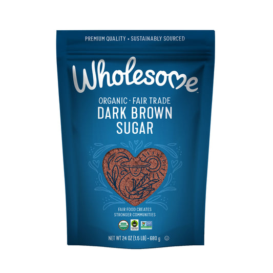 Wholesome Organic Fair Trade Premium Quality Dark Brown Sugar, Vegan, Gluten Free,680gm(Short Expiry)