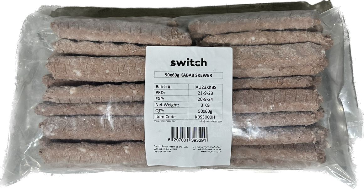 Switch 100% Plant-based Kabab, 3Kg, GMO-free, Cholesterol-free, Soy-free, Gluten-free, Dairy-free, Halal