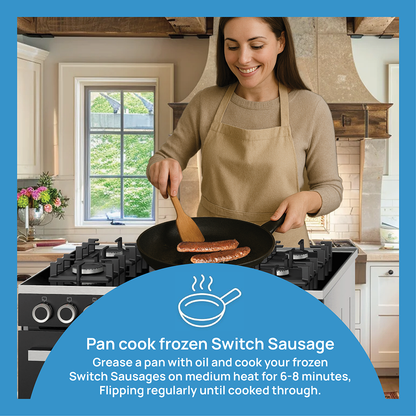Switch Vegan Sausage 270g,100% Plant-Based, GMO-Free, Cholesterol-Free, Soy-Free, Gluten-Free, Halal (Frozen)