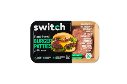 Switch 100% Plant-based Burger Patties, 230g, GMO-free, Cholesterol-free, Soy-free, Gluten-free, Dairy-free, Halal (2 Patties)(Frozen)