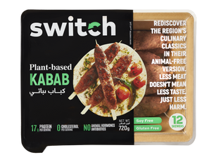 Switch 100% Plant-based Kabab, 720g, GMO-free, Cholesterol-free, Soy-free, Gluten-free, Dairy-free, Halal (12 Skewers)