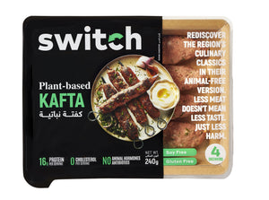 Switch 100% Plant-based Kafta, 240g, GMO-free, Cholesterol-free, Soy-free, Gluten-free, Dairy-free, Halal (4 Skewers)
