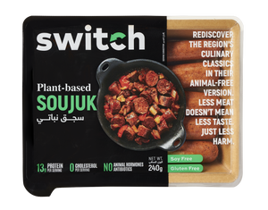 Switch 100% Plant-based Soujuk, 240g, GMO-free, Cholesterol-free, Soy-free, Gluten-free, Dairy-free, Halal
