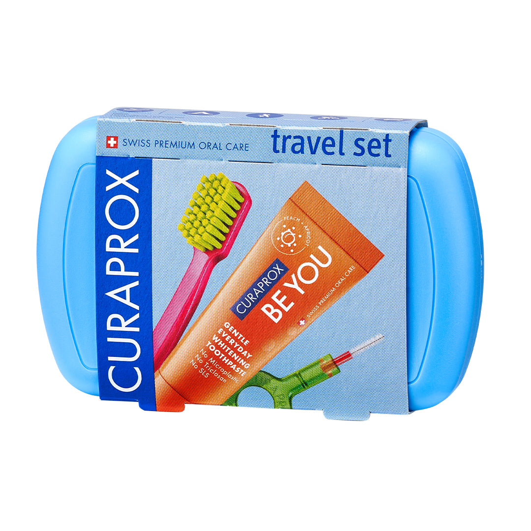 Curaprox Travel Set blue, travel toothbrush, interdental brush, toothpaste 10ml, travel box