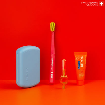 Curaprox Travel Set blue, travel toothbrush, interdental brush, toothpaste 10ml, travel box