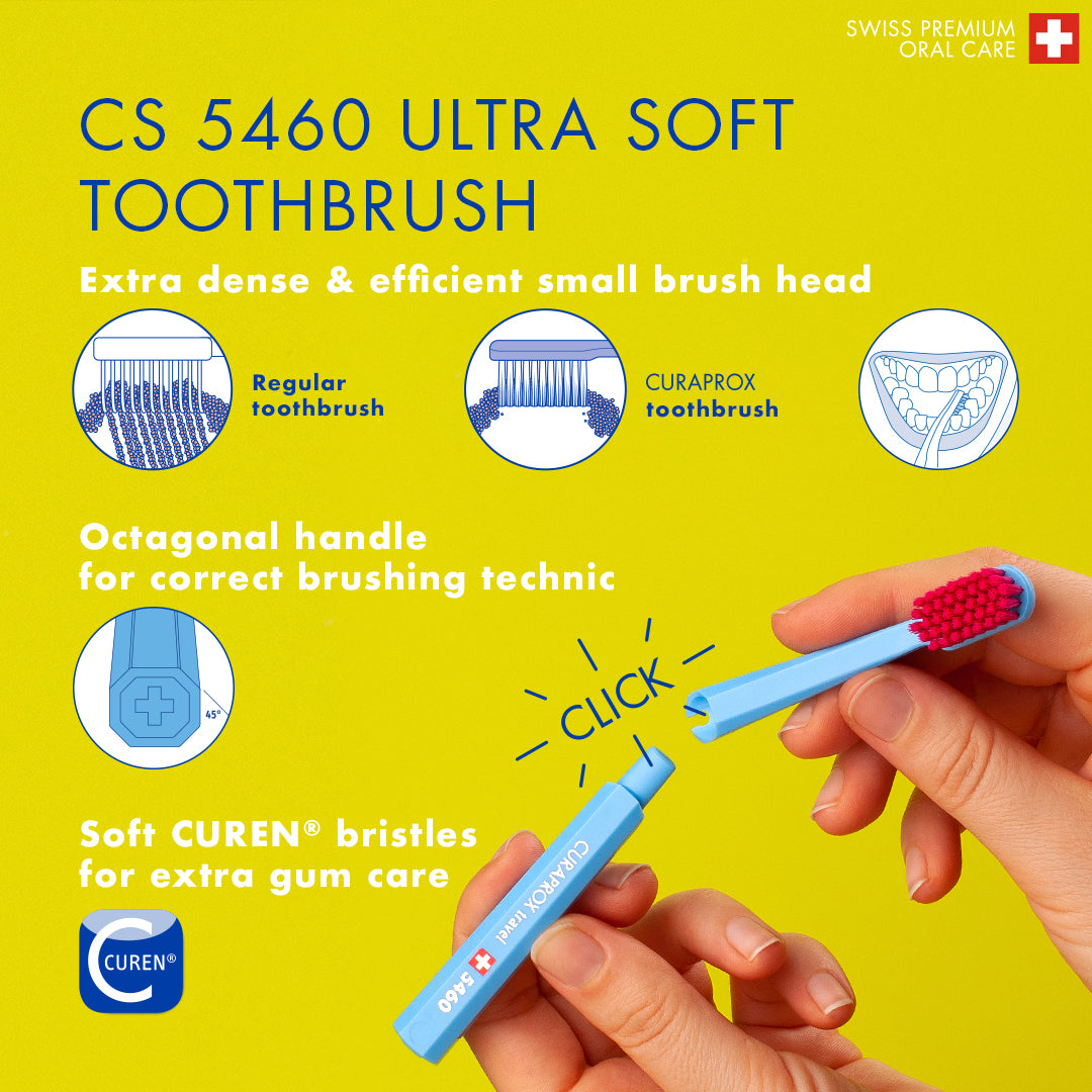 Curaprox Travel Set orange, travel toothbrush, interdental brush, toothpaste 10ml, travel box