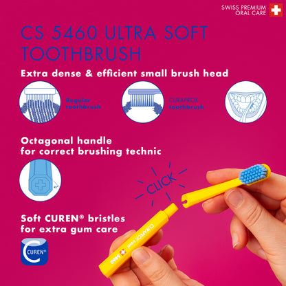 Curaprox Travel Set pink, travel toothbrush, interdental brush, toothpaste 10ml, travel box
