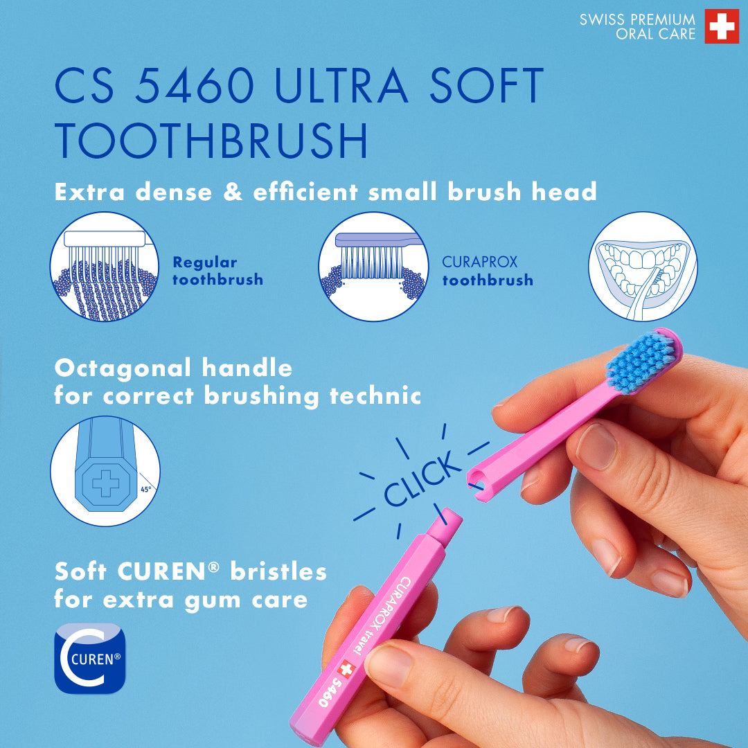 Curaprox Travel Set yellow, travel toothbrush, interdental brush, toothpaste 10ml, travel box