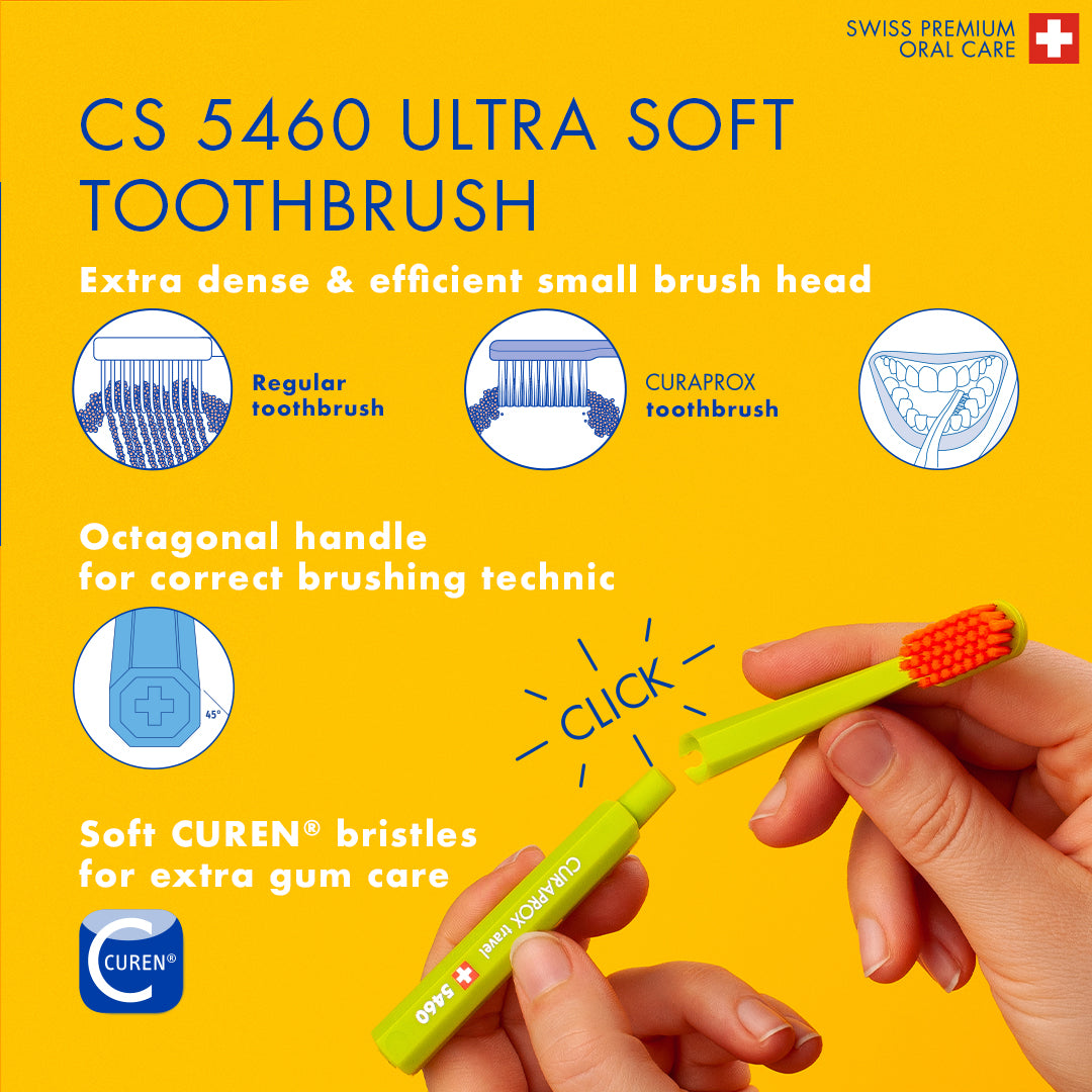 Curaprox Travel Set magenta, travel toothbrush, interdental brush, toothpaste 10ml, travel box