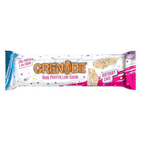 Grenade Birthday Cake - High Protein Bar - Low Sugar 60gm