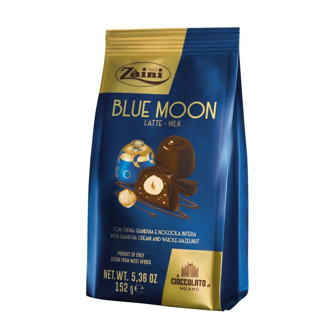 Zaini Blue Moon Latte Milk, with Gianduia Cream & Whole Hazelnut 152gm Zaini