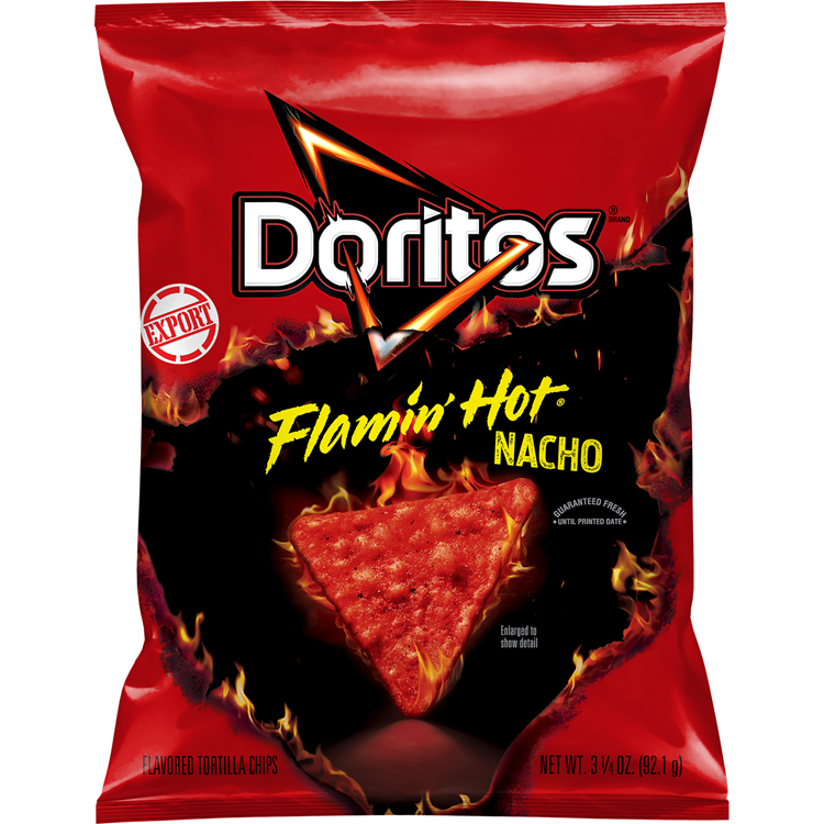 Doritos Flamin Hot Nacho Tortilla Chips 3.25 OZ (92g) - Export