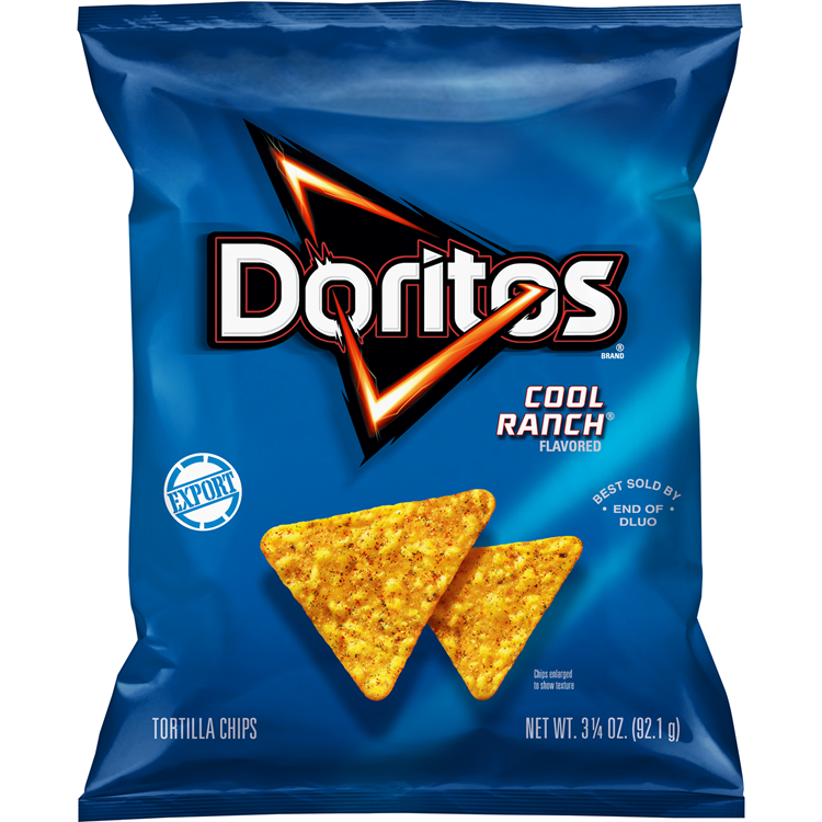 Doritos Cool Ranch Flavored Tortilla Chips 3.25 OZ (92g) - Export