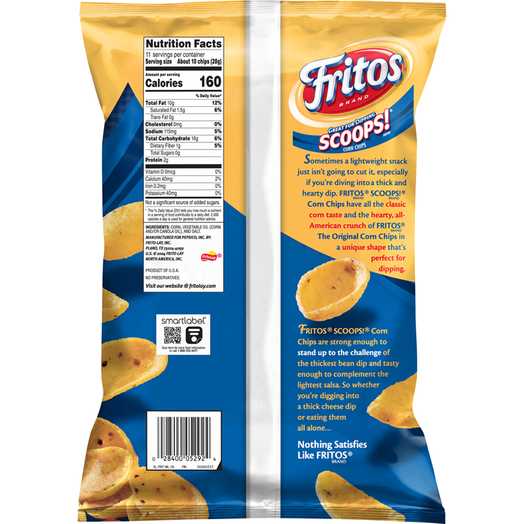 Fritos Scoops Corn Chips Great for Dipping 11 OZ (312g) - Export