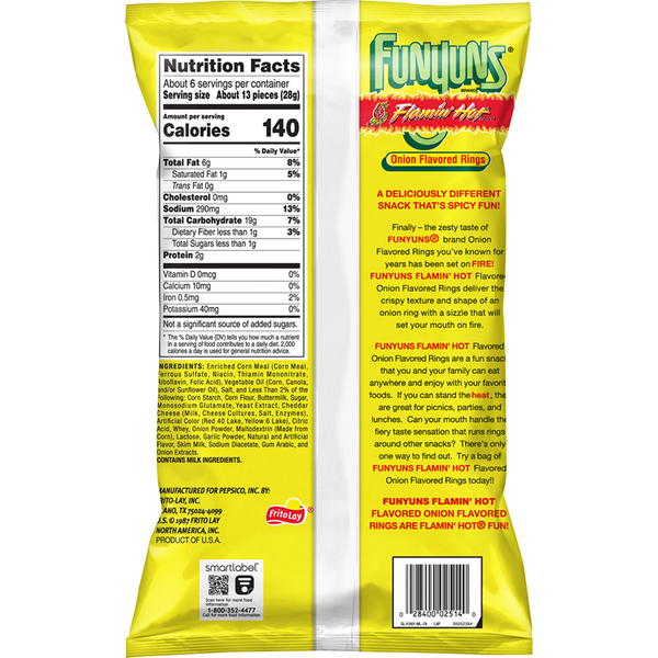 Funyuns Flaming Hot Onion Flavored Rings 5.75 OZ (163g) - Export ...