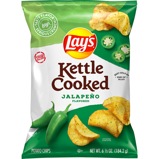 Lay's Kettle Cooked Jalapeno Flavored Potato Chips 6.5 OZ (184g) - Export