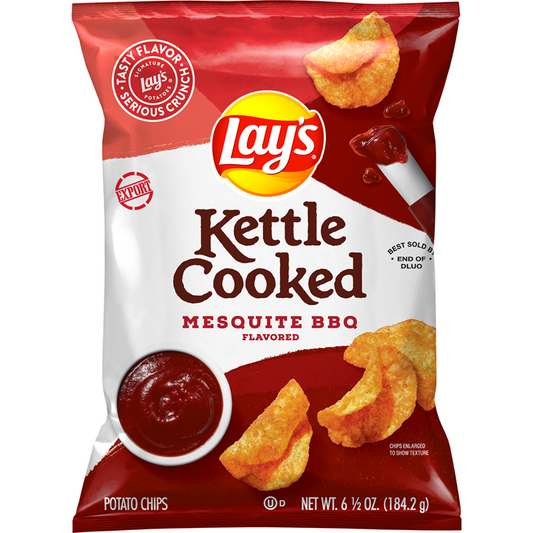 Lay's Kettle Cooked Mesquite BBQ Flavored Potato Chips 6.5 OZ (184g) - Export