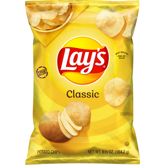 Lay's Classic Potato Chips 6.5 OZ (184g) - Export