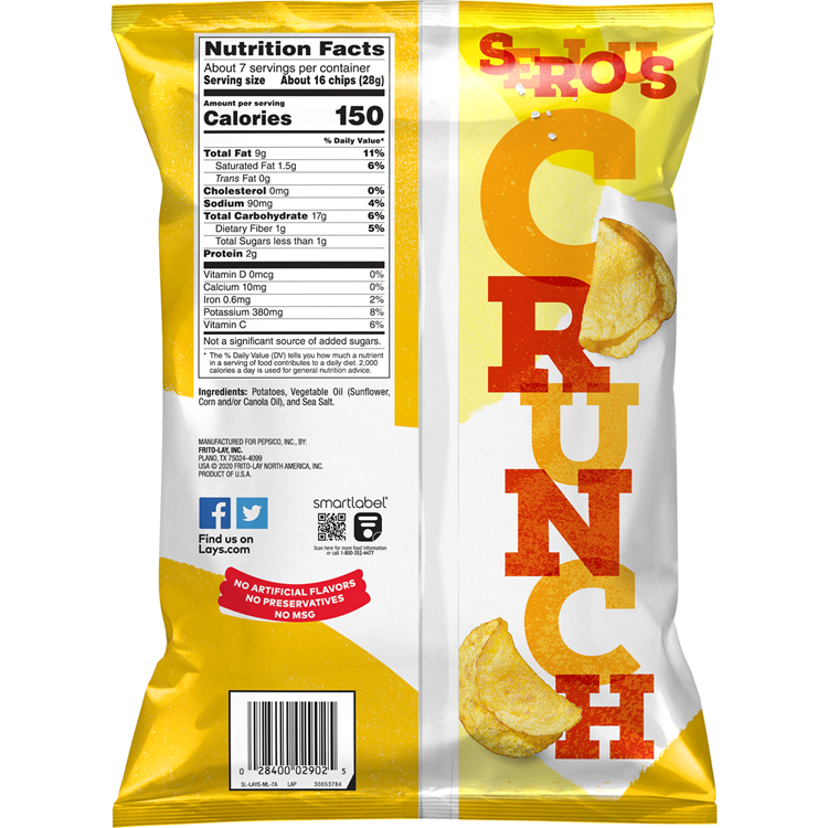Lay's Kettle Cooked Original Potato Chips 6.5 OZ (184g) - Export ...