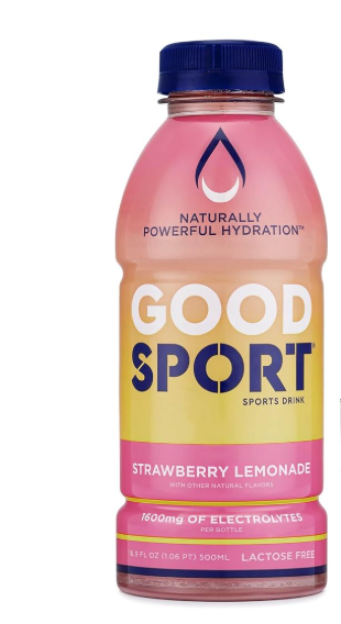 GoodSport Strawberry Lemonade Electrolyte Hydration Drink- Natural- Long Lasting - Lactose Free 500ml