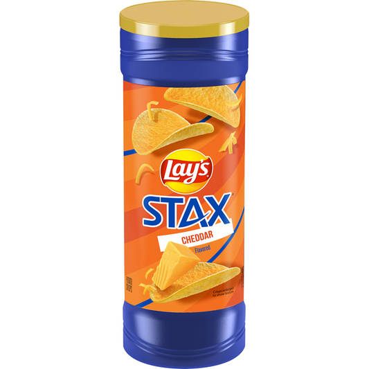 Lay's Stax Cheddar Flavored Potato Chips 5.5 OZ (156g) - Export