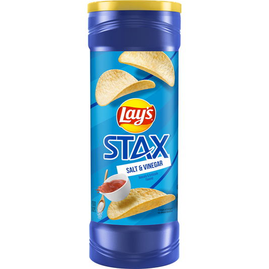 Lay's Stax Salt & Vinegar Naturally and Artificially Flavored Potato Chips 5.5 OZ (156g) - Export