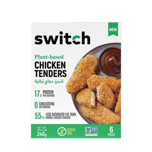 Switch 100% Plant-based Chicken Tenders, 240g, GMO-free, Cholesterol-free, Soy-free, Gluten-free, Dairy-free, Halal (Frozen) 6pcs