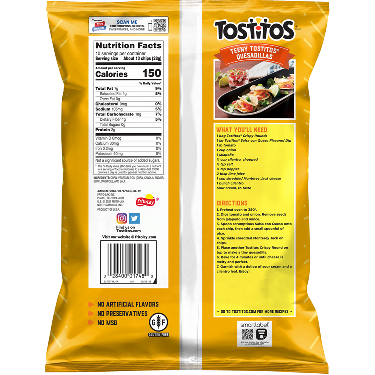 Tostitos Original Crispy Rounds Tortilla Chip 10 OZ (283.5g) Export