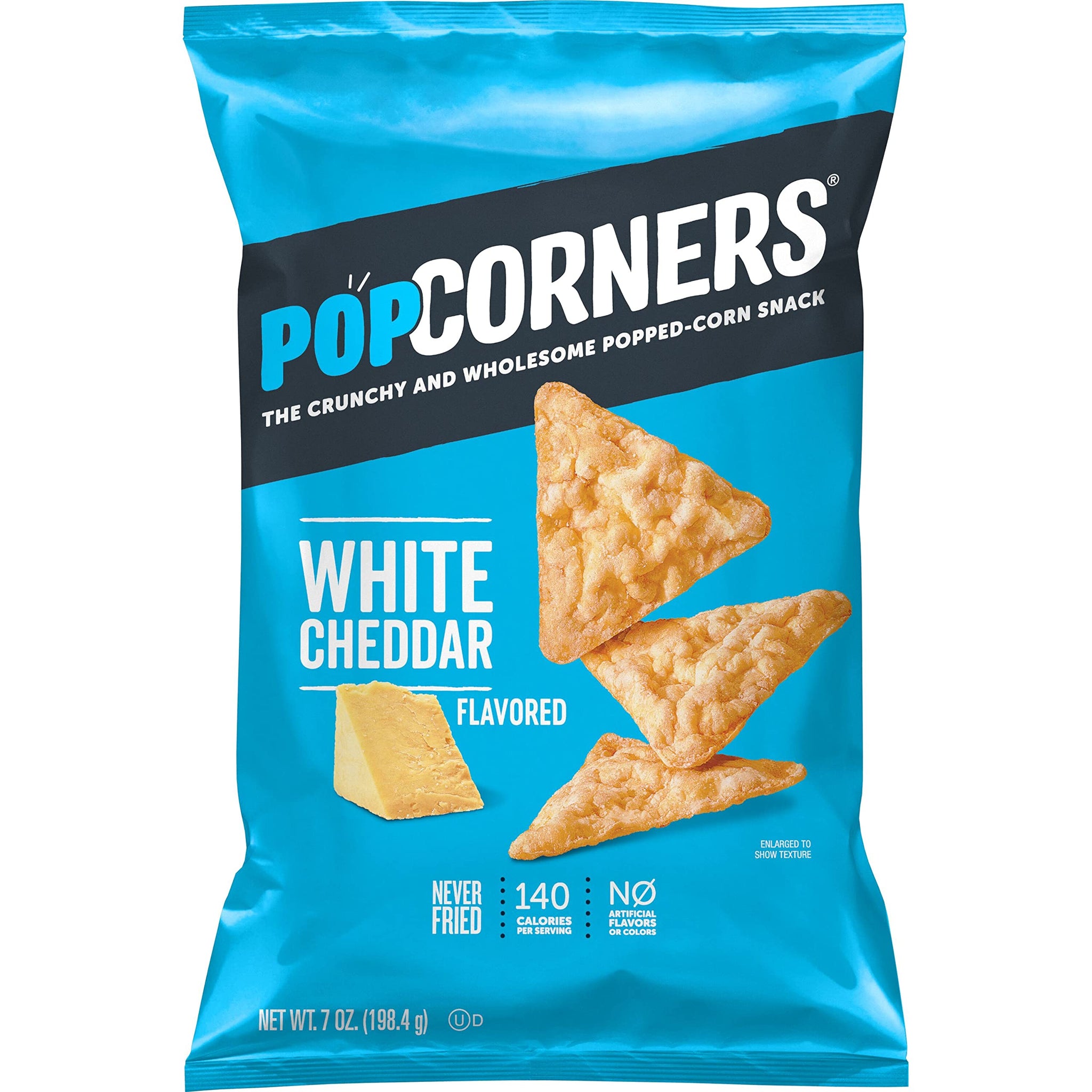 Popcorners White Cheddar Flavored Corn Snacks, Never Fried,140Cal, 7 O