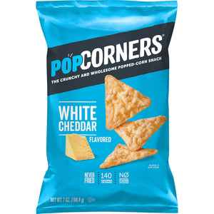 Popcorners White Cheddar Flavored Corn Snacks, Never Fried,140Cal, 7 OZ (198g) - Export